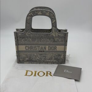 Mini Embroidered Book Tote Gray Bag